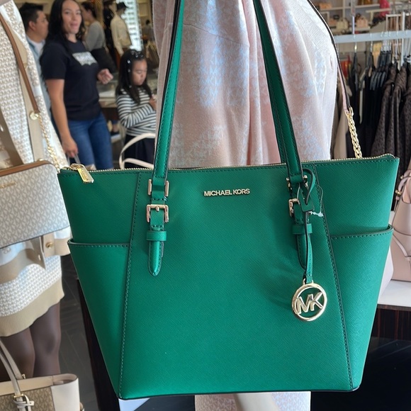 MICHAEL KORS Charlotte Large Leather Top-Zip Tote
Palmetto Green - Picture 2 of 15